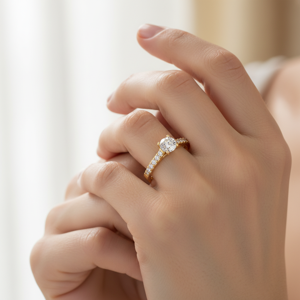 Yellow Gold Princess Diamond Wedding Ring