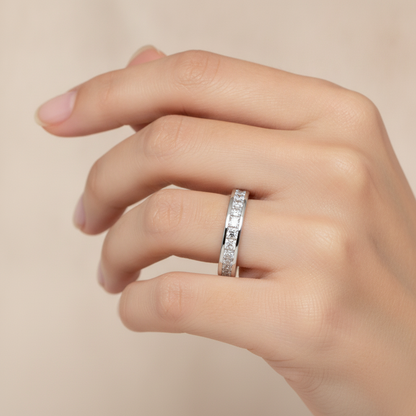 Rain Half Eternity Band In 925 Sterling Silver - Fourteen