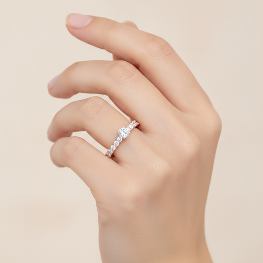 Grandiose Solitaire Ring In 925 Sterling Silver - Fourteen