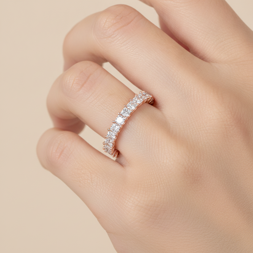 Mystic Eternity Band In 925 Sterling Silver - Fourteen