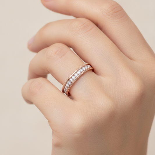 Bella Glitter Diamond Band In 925 Sterling Silver - Fourteen