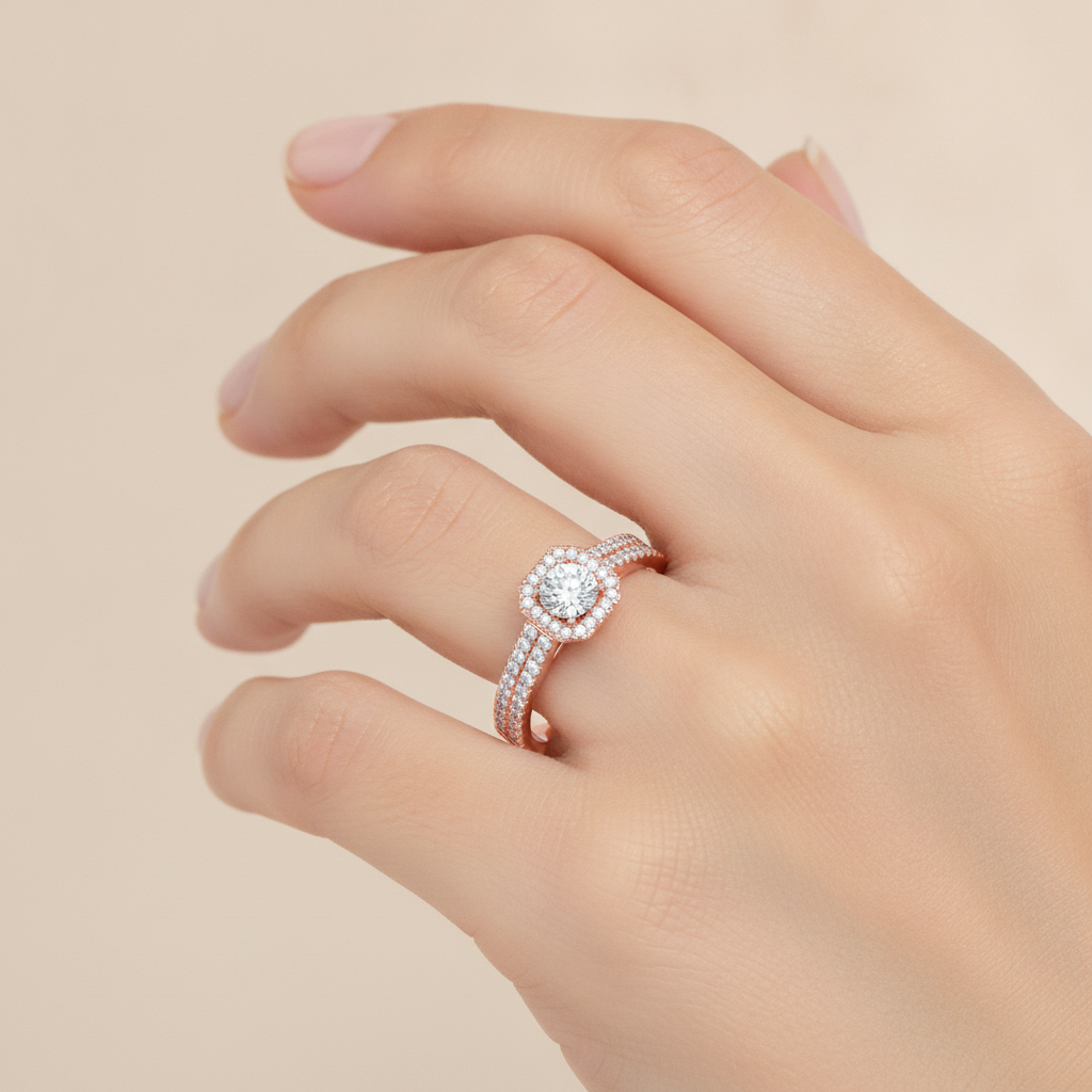 Imbue Halo Ring In 925 Sterling Silver - Fourteen
