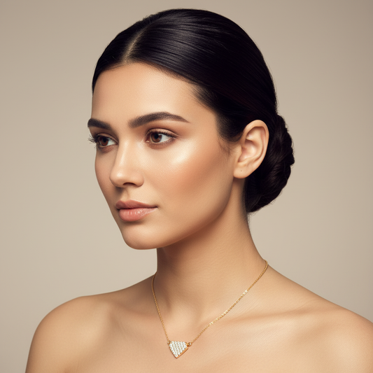 Pav Diamond Shield Pendant Necklace - Two