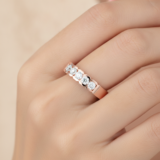Strand Half Eternity Band In 925 Sterling Silver - Fourteen