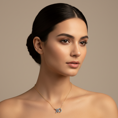 Blue Crystal Xo Pendant Necklace - Two