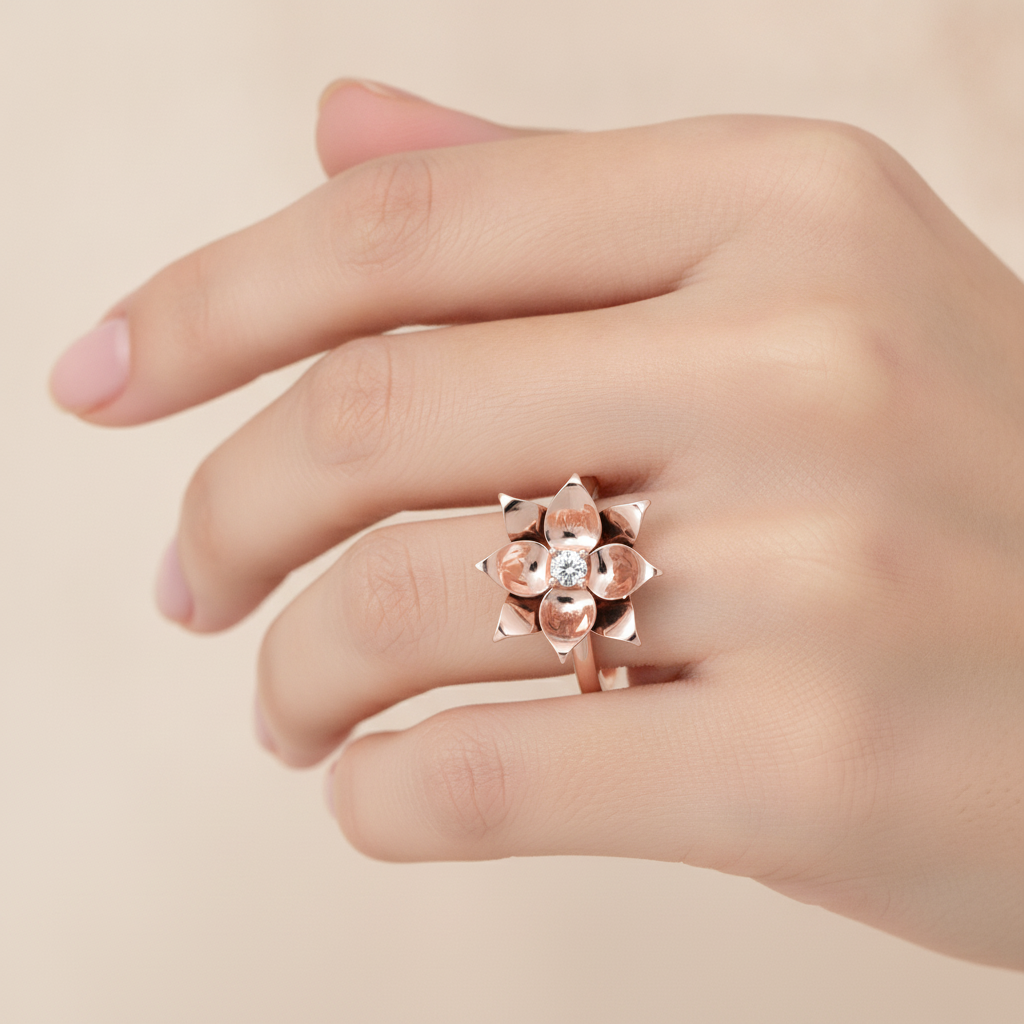 Flower World Ring In 925 Sterling Silver - Fourteen