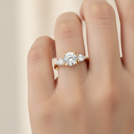 Celestial Halo Solitaire Ring - Fourteen