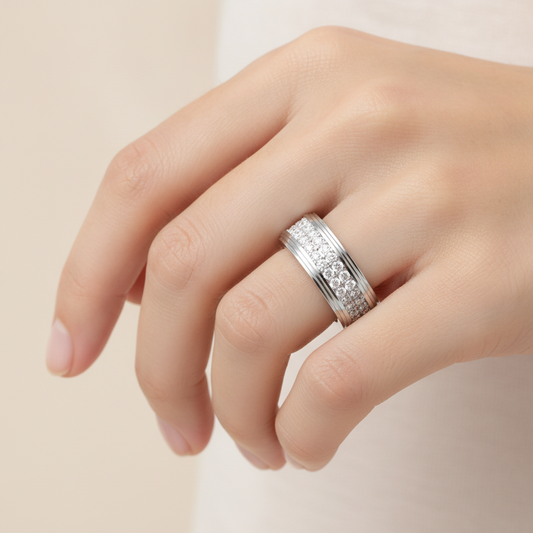 Marvelous Men's Broad Band Ring In 925 Sterling Silver - Fourteen
