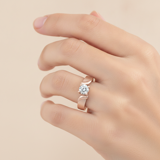 Puzzled Ping Solitaire Ring In 925 Sterling Silver - Fourteen