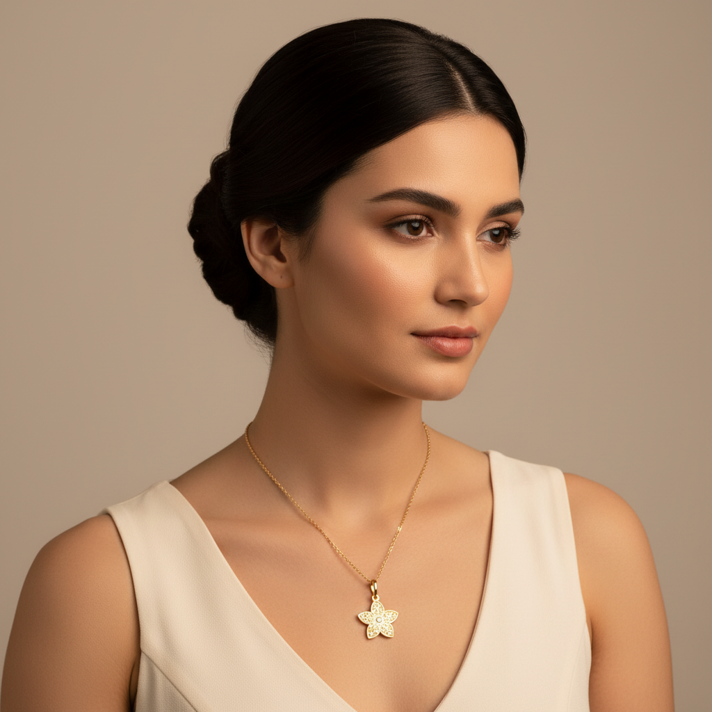 Timeless Diamond Flower Pendant Necklace In White Gold - Two
