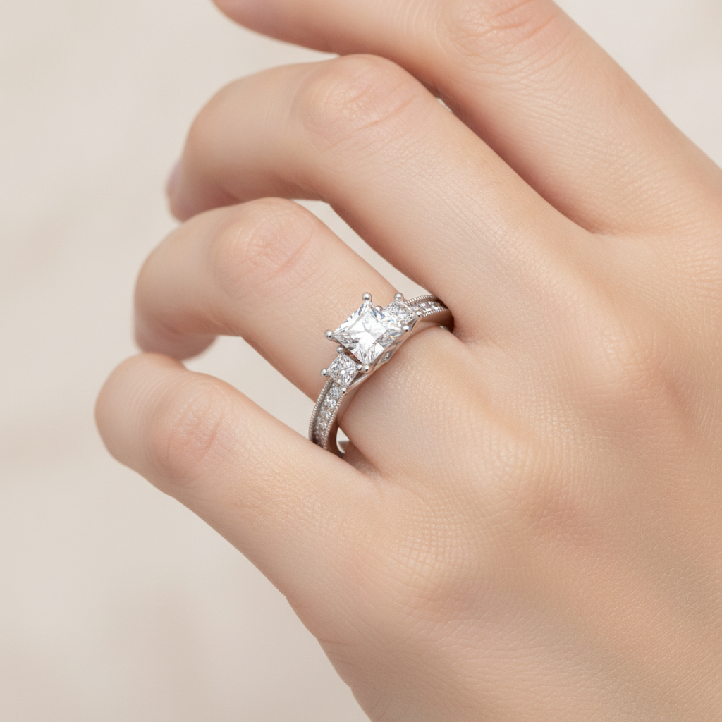 Charmed Solitaire Ring In 925 Sterling Silver - Fourteen