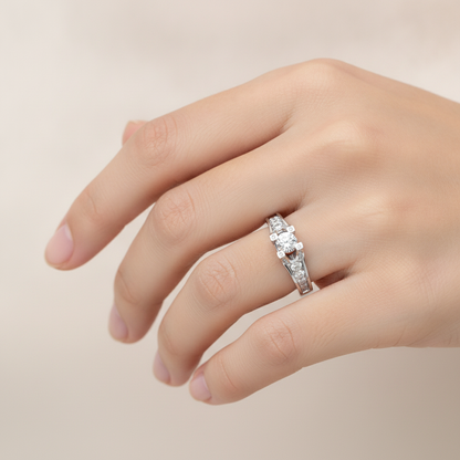 Bonita Diamond Ring In 925 Sterling Silver - Fourteen