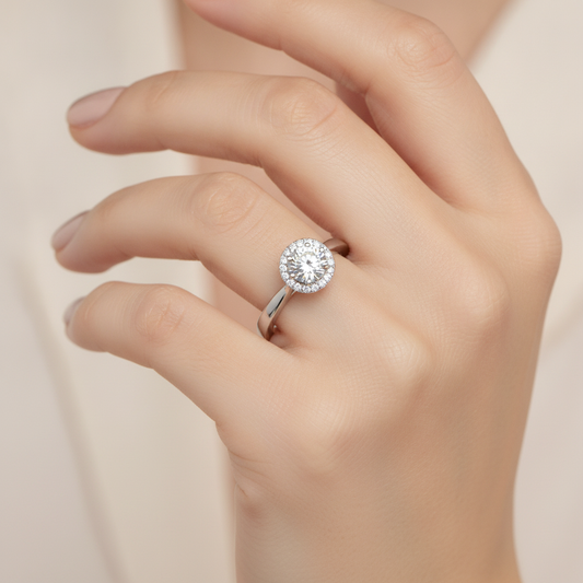 Affable Halo Ring In 925 Sterling Silver - Fourteen