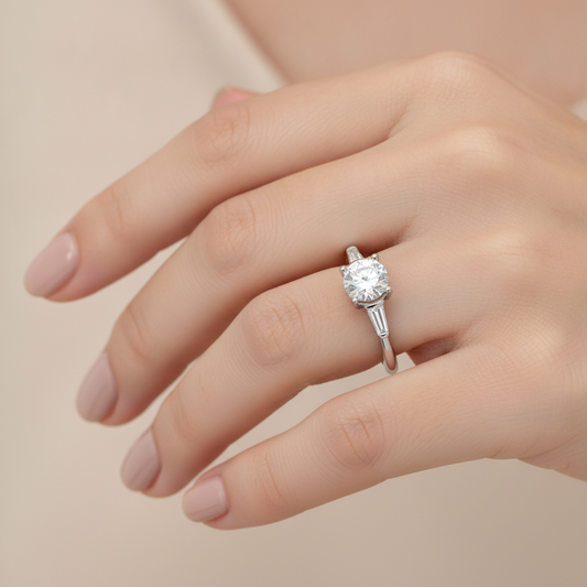 Sensational Solitaire Ring In 925 Sterling Silver - Fourteen