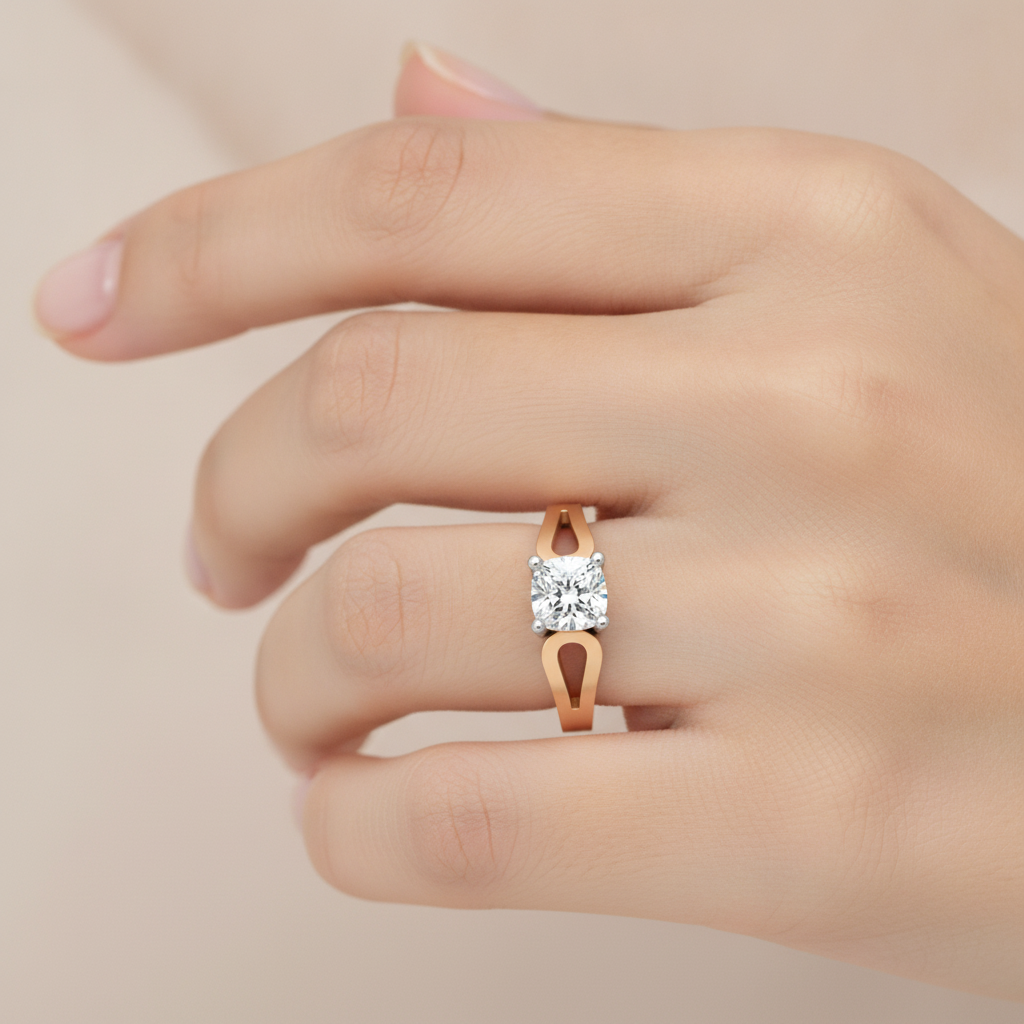 Whimsical Loop Solitaire Ring In 925 Sterling Silver - Fourteen
