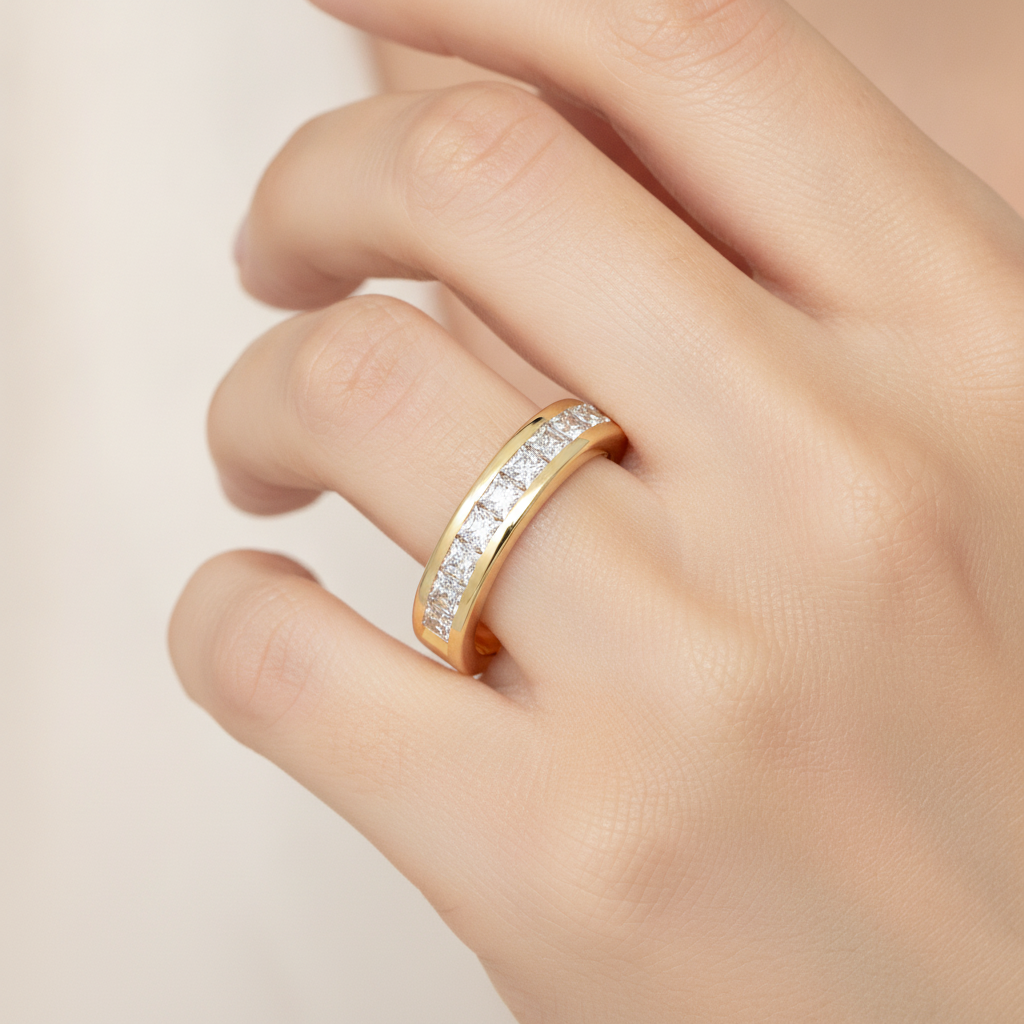 Laesh Half Eternity Band In 925 Sterling Silver - Fourteen