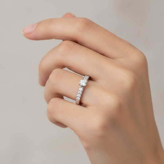 Cele Rose Solitaire Ring In 925 Sterling Silver - Fourteen
