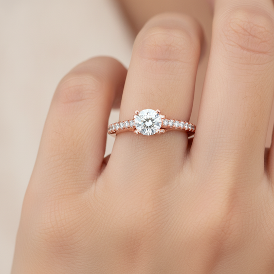 Prettyish Solitaire Ring In 925 Sterling Silver - Fourteen