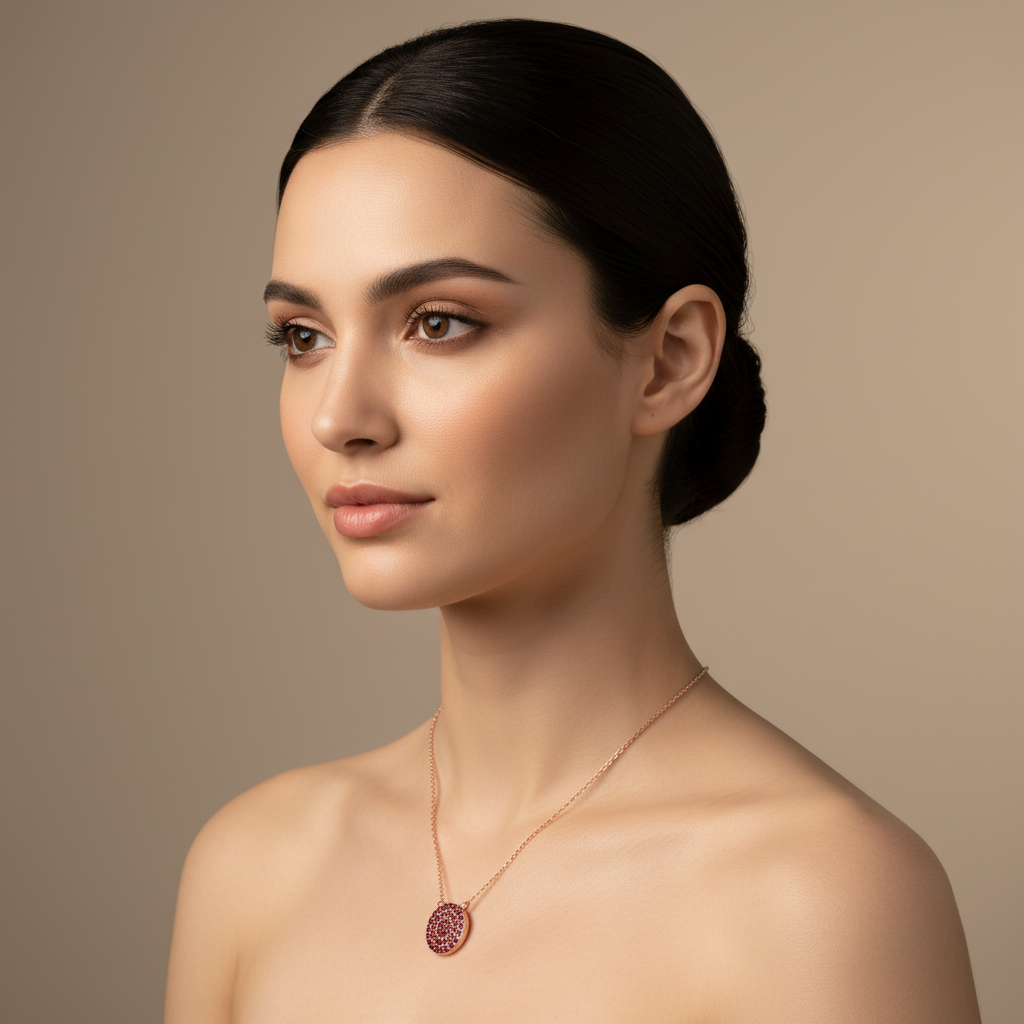 Ruby Pav Disc Pendant Necklace With Ball Chain - Two
