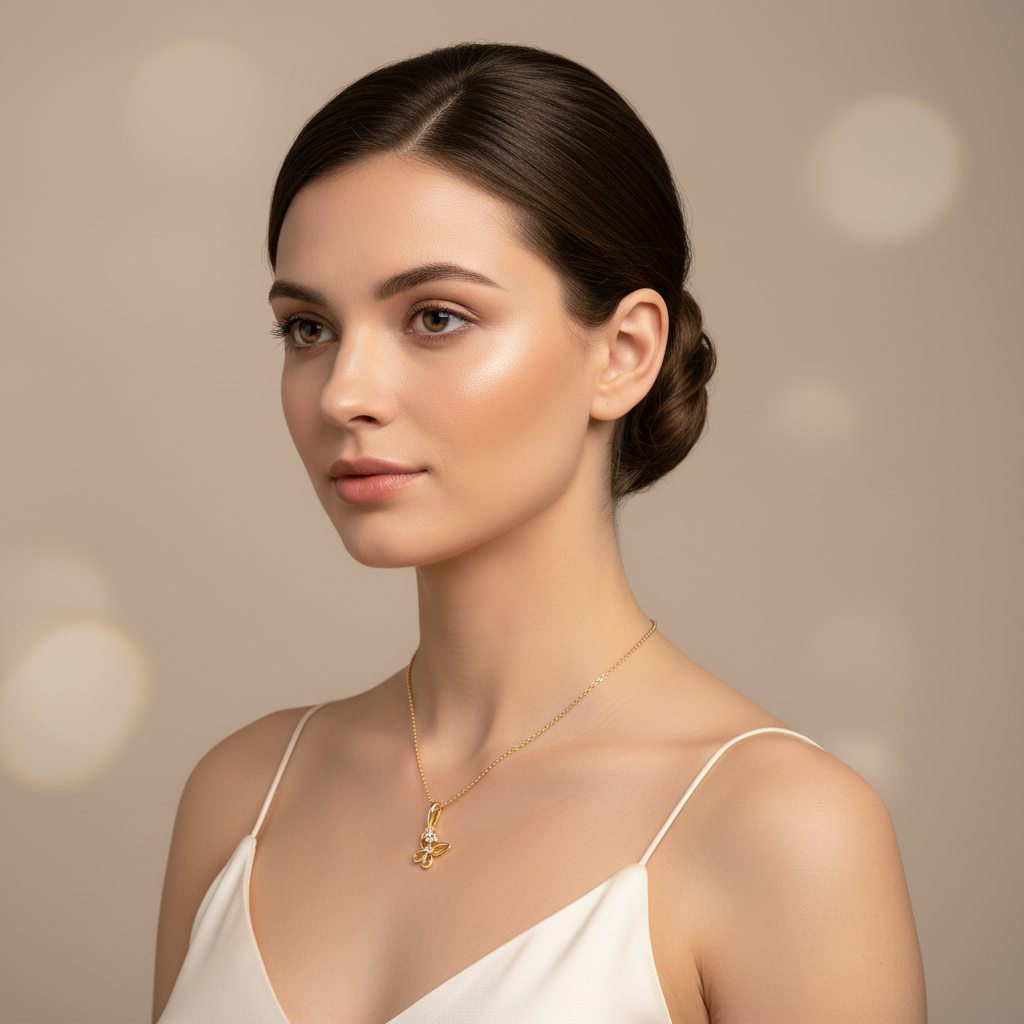 Delicate Butterfly Pendant Necklace With Crystal Accents - Two