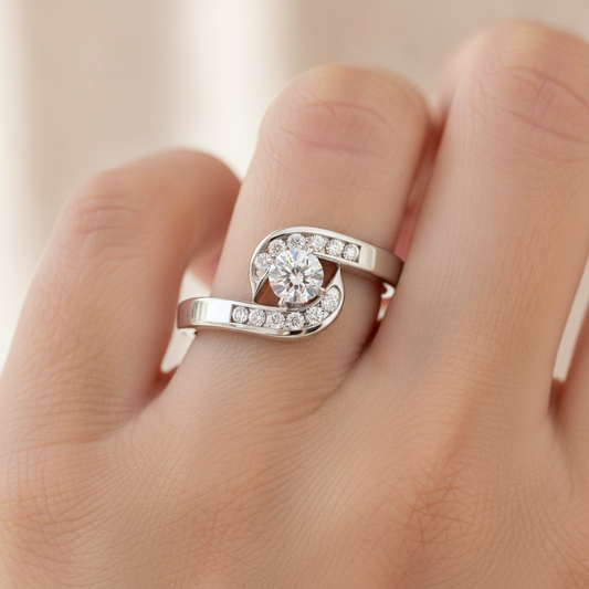 Preciosa Halo Ring In 925 Sterling Silver - Fourteen