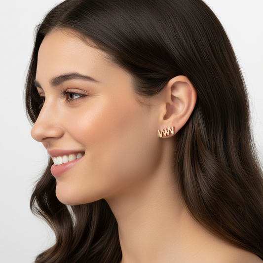 Gold Letter W Initial Stud Earrings