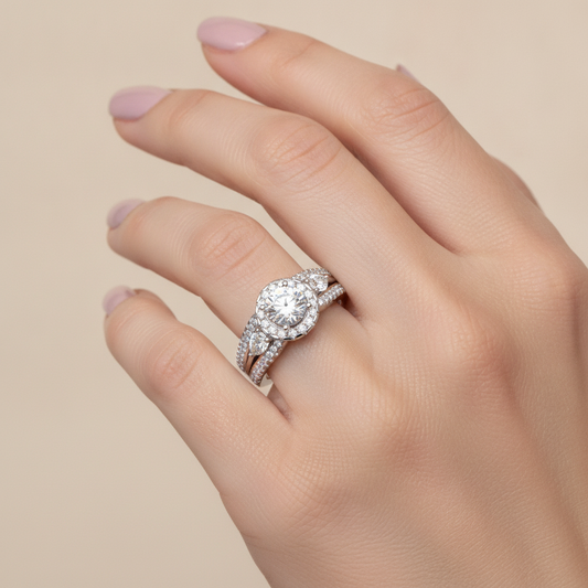 Fancy Halo Solitaire Ring - Fifteen