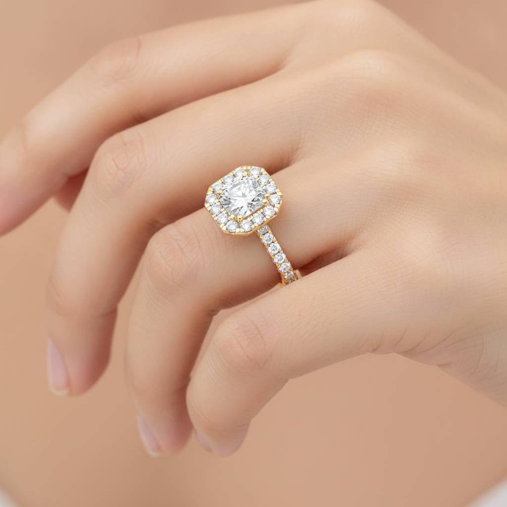 Domance Engagement Ring In 925 Sterling Silver - Fourteen
