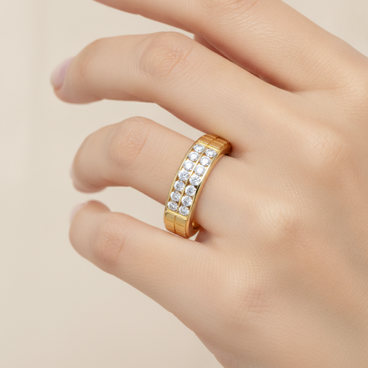 Glitzy Men's Band In 925 Sterling Silver - Fourteen
