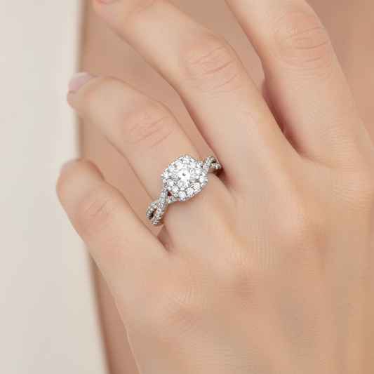 Glistening Halo Ring In 925 Sterling Silver - Fifteen