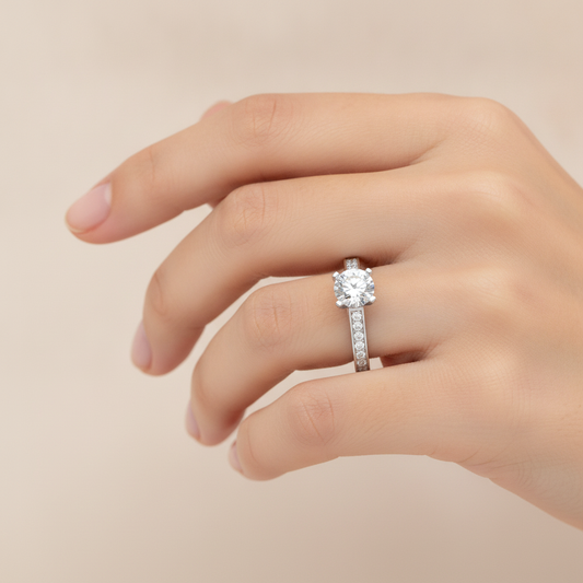 Gleamer Solitaire Ring In 925 Sterling Silver - Fourteen
