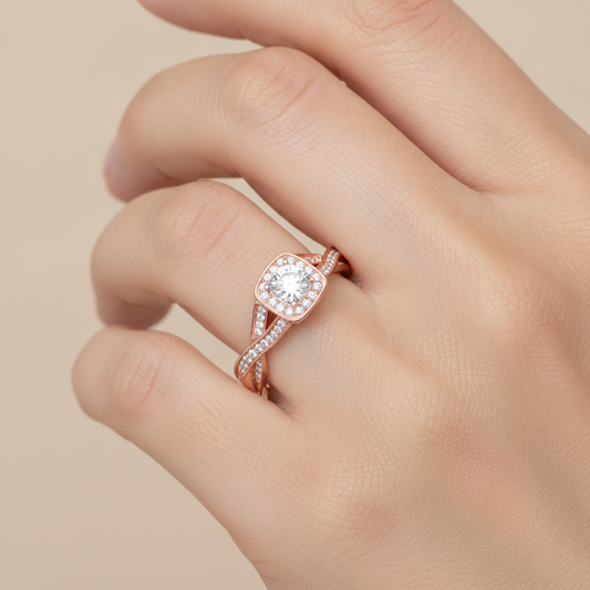 Slick Halo Ring In 925 Sterling Silver - Fourteen