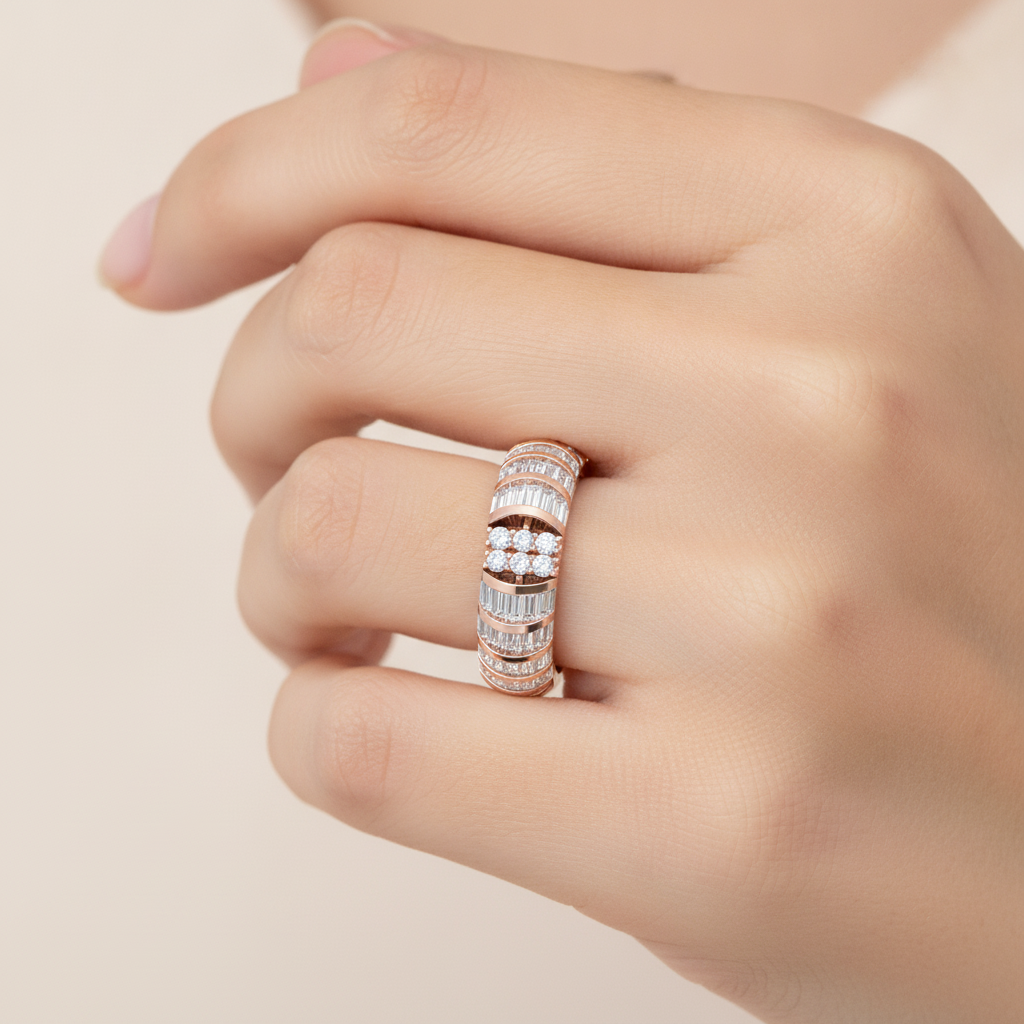 Meravellos Broad Band Ring In 925 Sterling Silver - Fourteen