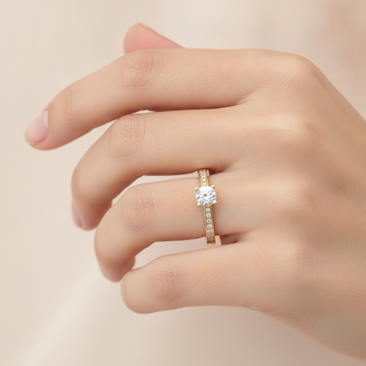 Ideal Solitaire Ring In 925 Sterling Silver - Fourteen