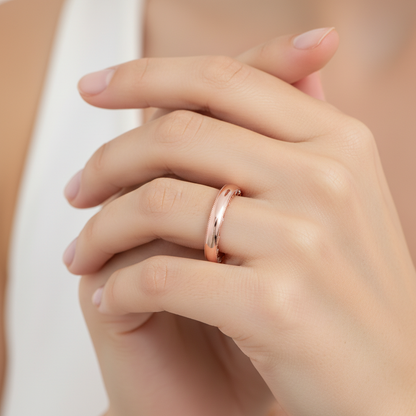 Rose Gold Diamond Vintage Art Deco Wedding Band Ring - Two