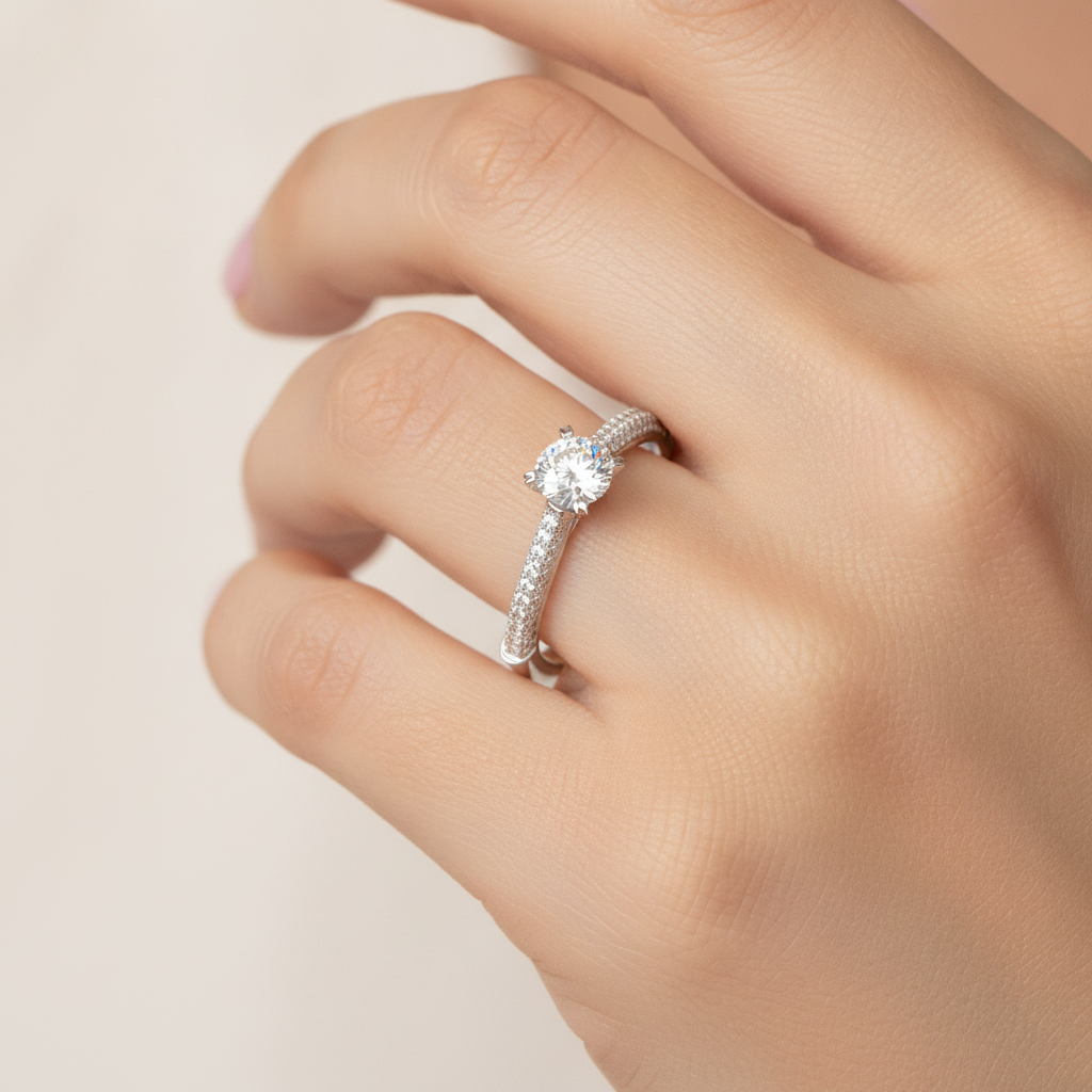 Bombon Solitaire Ring In 925 Sterling Silver - Fifteen