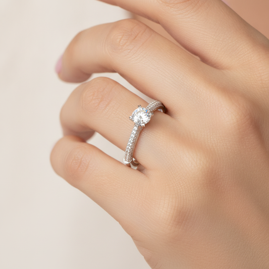 Bombon Solitaire Ring In 925 Sterling Silver - Fifteen