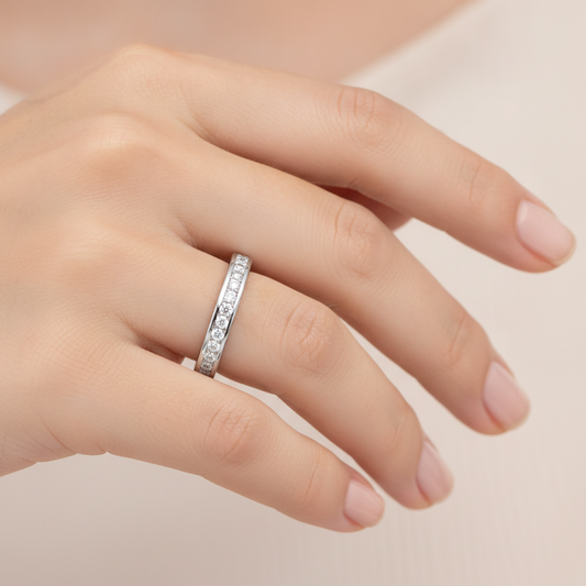Wew Half Eternity Band In 925 Sterling Silver - Fourteen