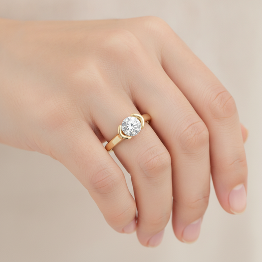 Tournesol Classic Solitaire Ring In 925 Sterling Silver - Fourteen