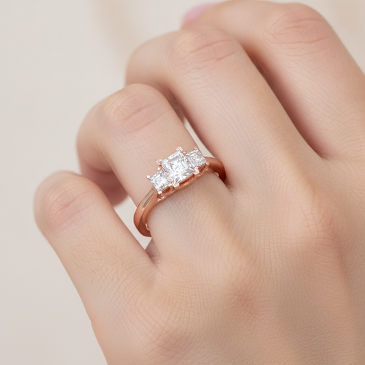 Alight Tri Stone Ring In 925 Sterling Silver - Fourteen