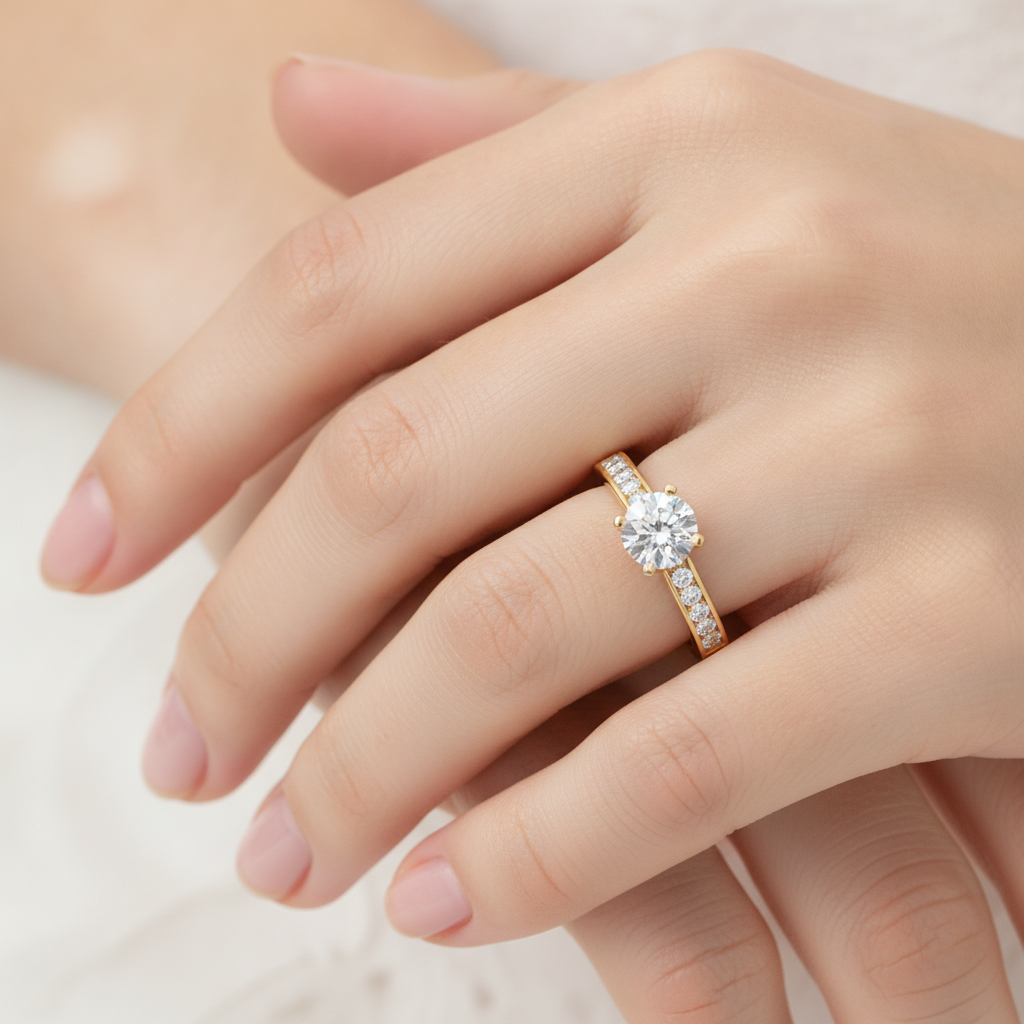 Sleazy Solitaire Ring In 925 Sterling Silver - Fourteen