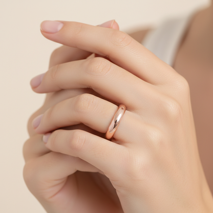 Rose Gold Polished Comfort Fit Wedding Band Ring - Two