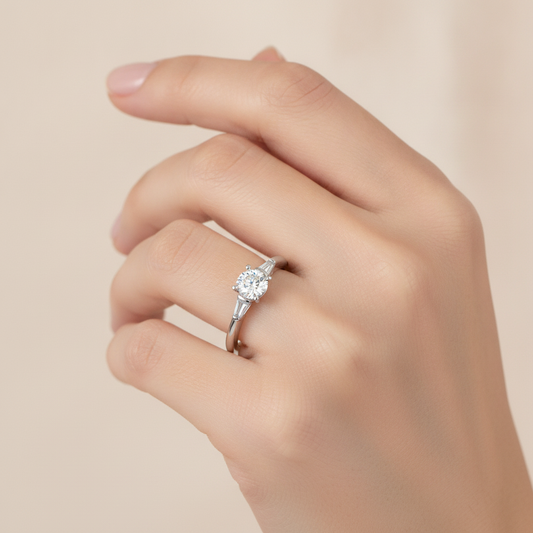 Dazzling Solitaire Ring In 925 Sterling Silver - Fourteen