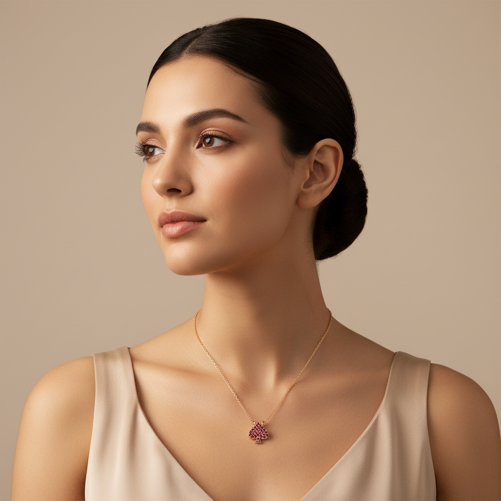 Ruby Spade Pendant Necklace - Two