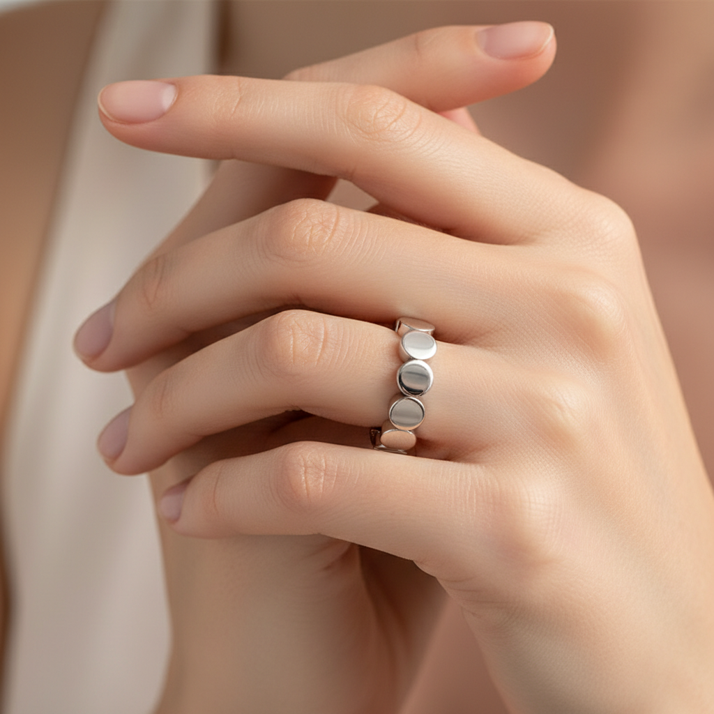 Scalloped Edge Stacking Ring Yellow Gold - Two