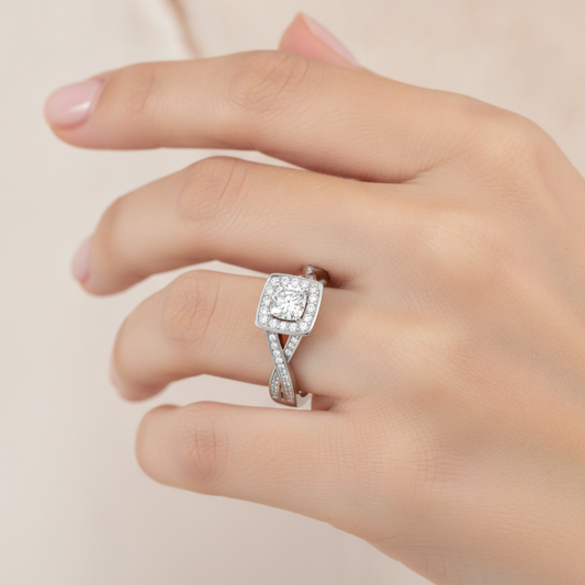 Luke Solitaire Ring In 925 Sterling Silver - Fourteen