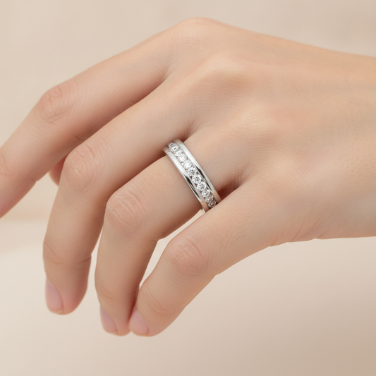 Shase Half Eternity Band In 925 Sterling Silver - Fourteen