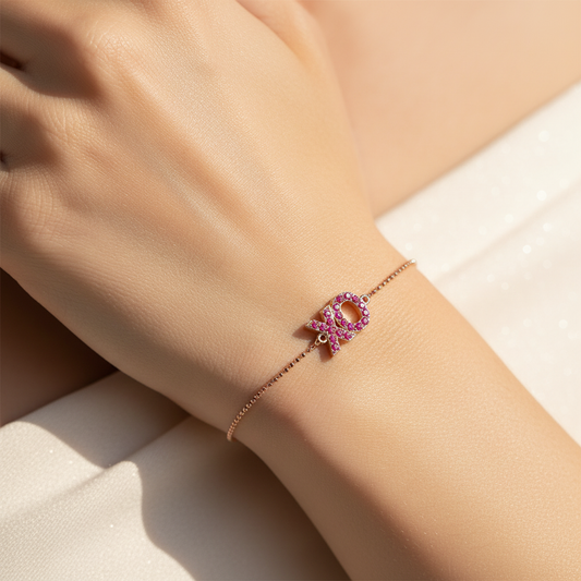 Xo Pink Crystal Bracelet With Adjustable Chain - Two