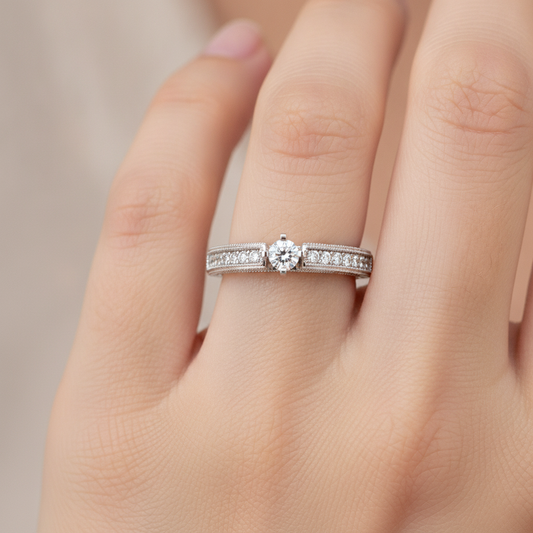 Bloom Solitaire Ring In 925 Sterling Silver - Fourteen