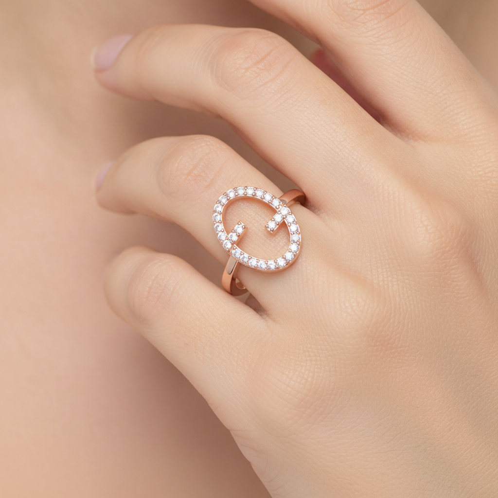 Fluer Domed Diamond Ring In 925 Sterling Silver - Fourteen